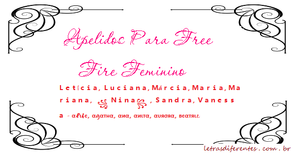 Apelidos Para Free Fire Feminino