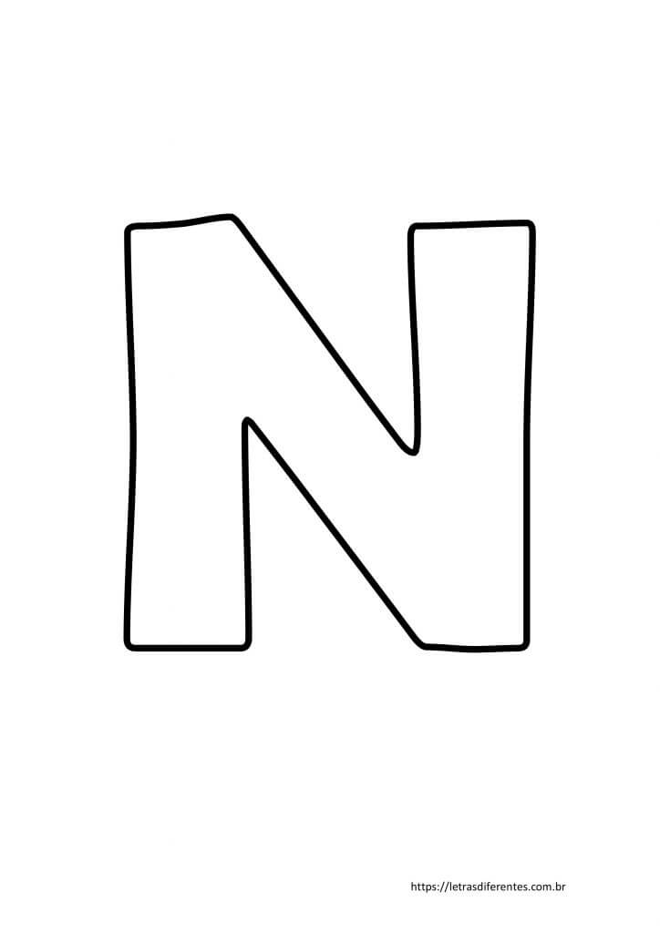 Letra N para imprimir grátis, moldes de letras
