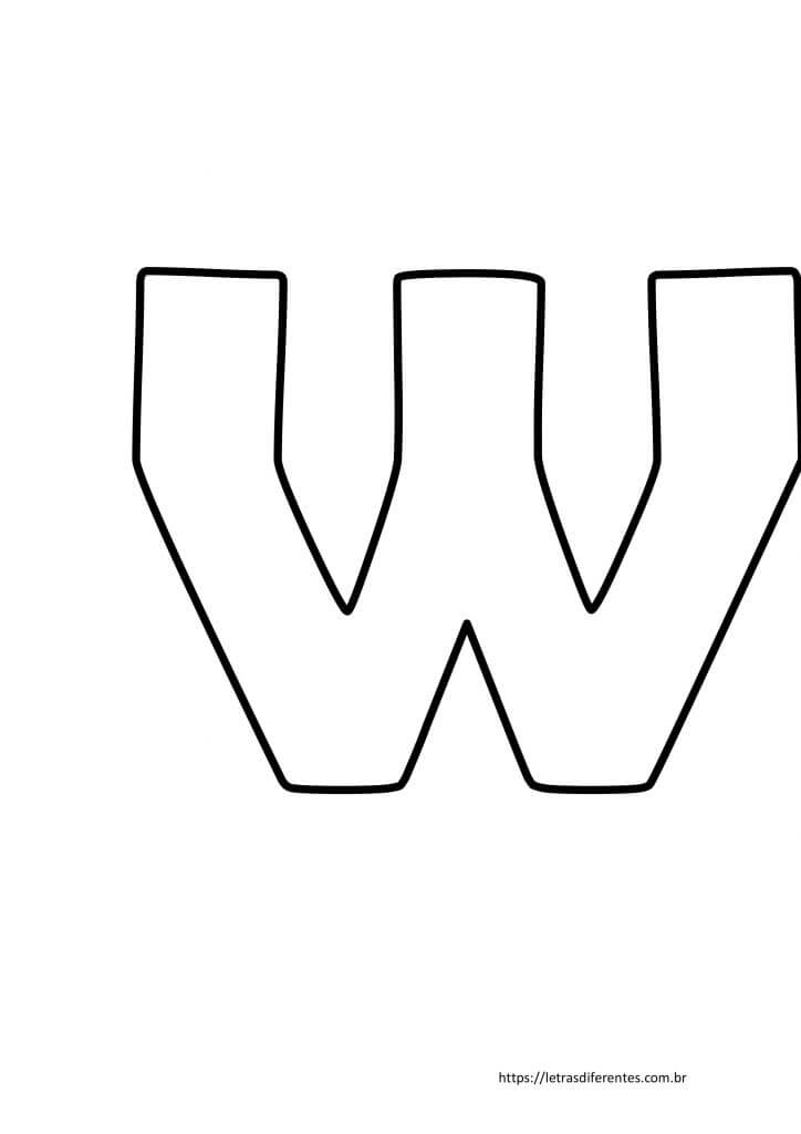 Letra W para imprimir grátis, moldes de letras