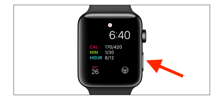 Pressione e segure o botão Lateral no Apple Watch até ver o menu Energia.